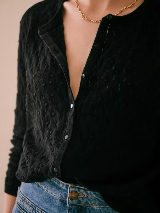 Sezane Sweaters - Sézane Black Philippe 100% Cotton Knit Cardigan